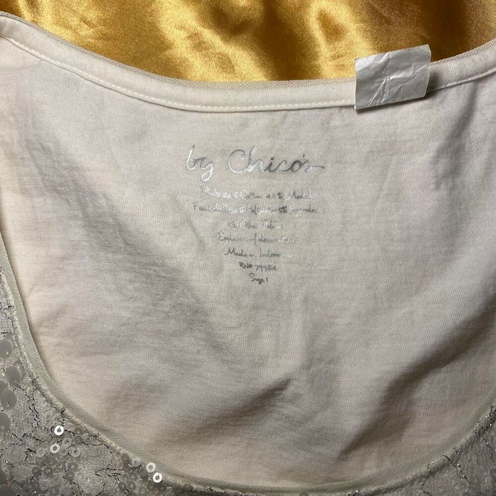 Chico’s White Sequin Lace Tank Top - Picture 3 of 5